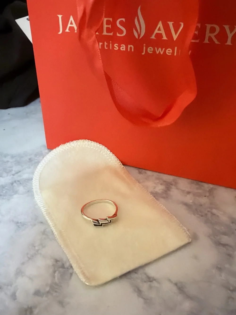 James Avery Silver Chevron Lightning Ring - White & Silver - Picture 1 of 2